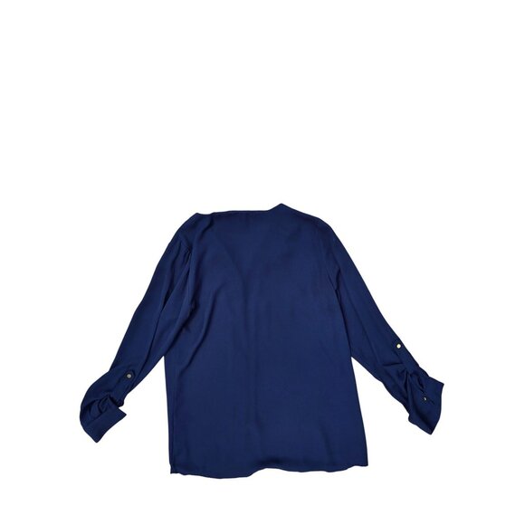 The Limited Womens Button-Down Blouse Navy Blue Size M Lightweight Polyester - Picture 2 of 5